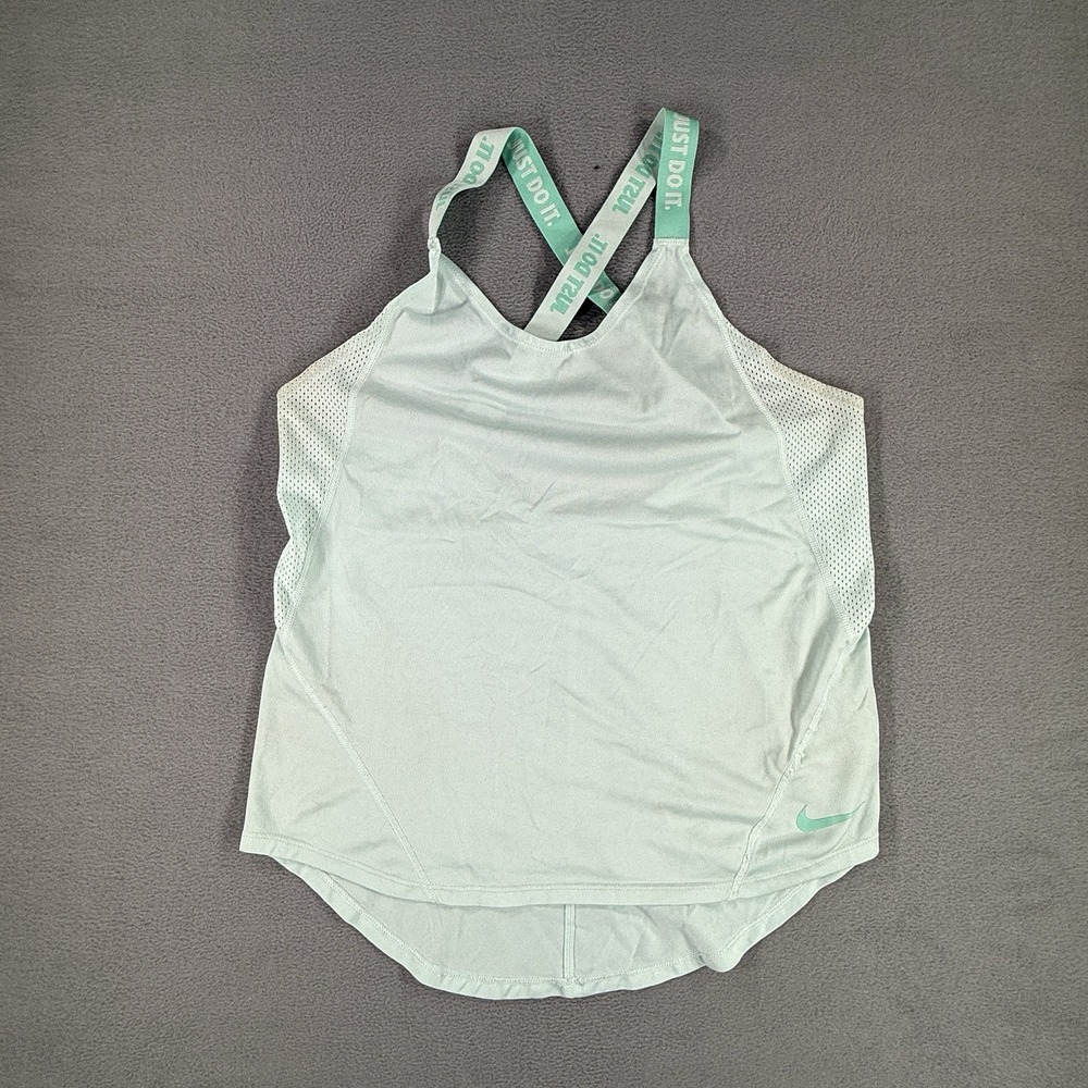 Nike Tank Top Shirt Small Women's Teal Dri Fit Elastika Swoosh Pullover